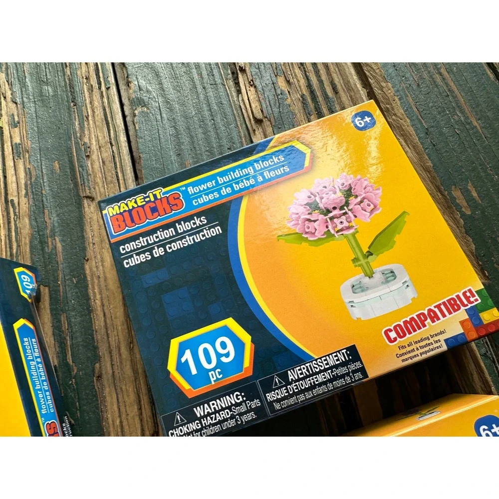 Make-It Blocks Flower Building Blocks Set of 4 Botanical Construction Sets 6+